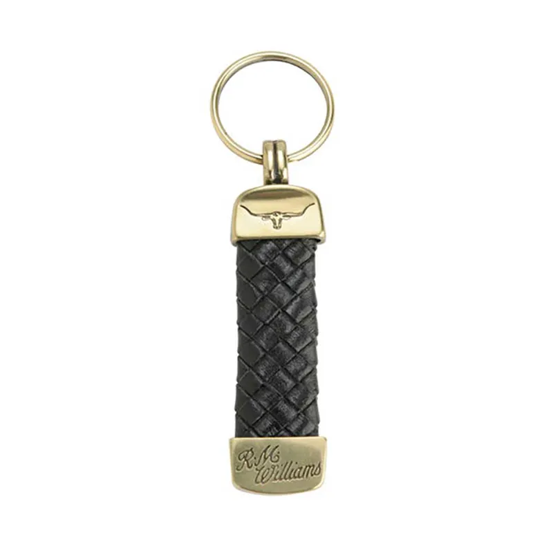 R.M Williams Plaited Key Ring Brass/Black